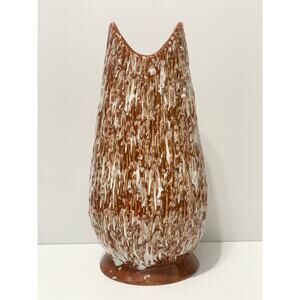Fat Lava Drip Pottery Vase - red clay brown and white - Vintage 1970’s
